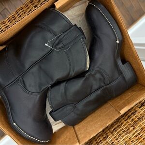 Vintage Wrangler Black Leather Cowboy Boots